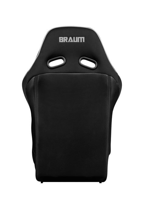 BRAUM Racing Falcon X Series FIA Approved Fixed Back Racing Seat (Black & White Piping) - Outcast Garage