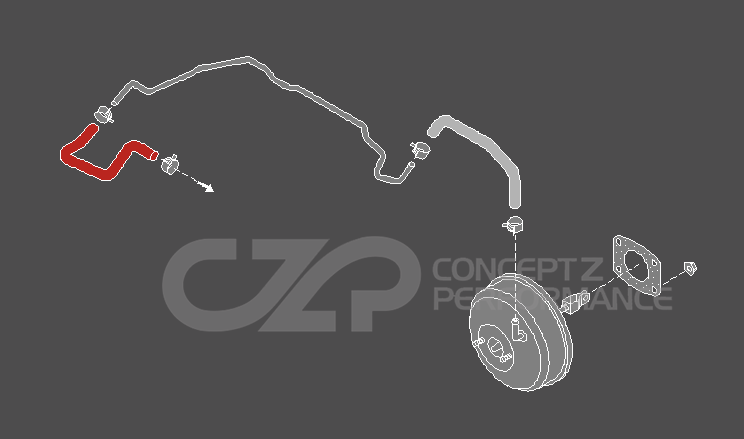 CZP Silicone Brake Booster Hose Engine Side, VQ35DE - Nissan 350Z / Infiniti G35
