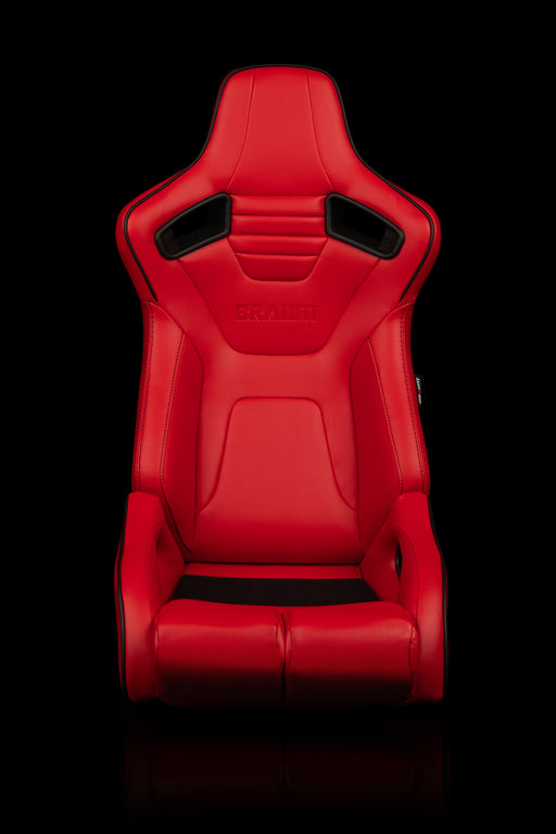 BRAUM Racing Elite-R Series Racing Seats (Red Leatherette & Black Piping)