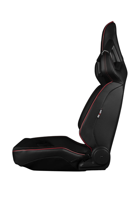 Braum Racing Alpha X Series Sport Seats - Black & Red Stitching - Low Base Version