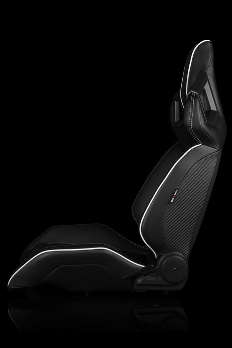 Braum Racing Alpha X Series Sport Seats - Black & White Stitching