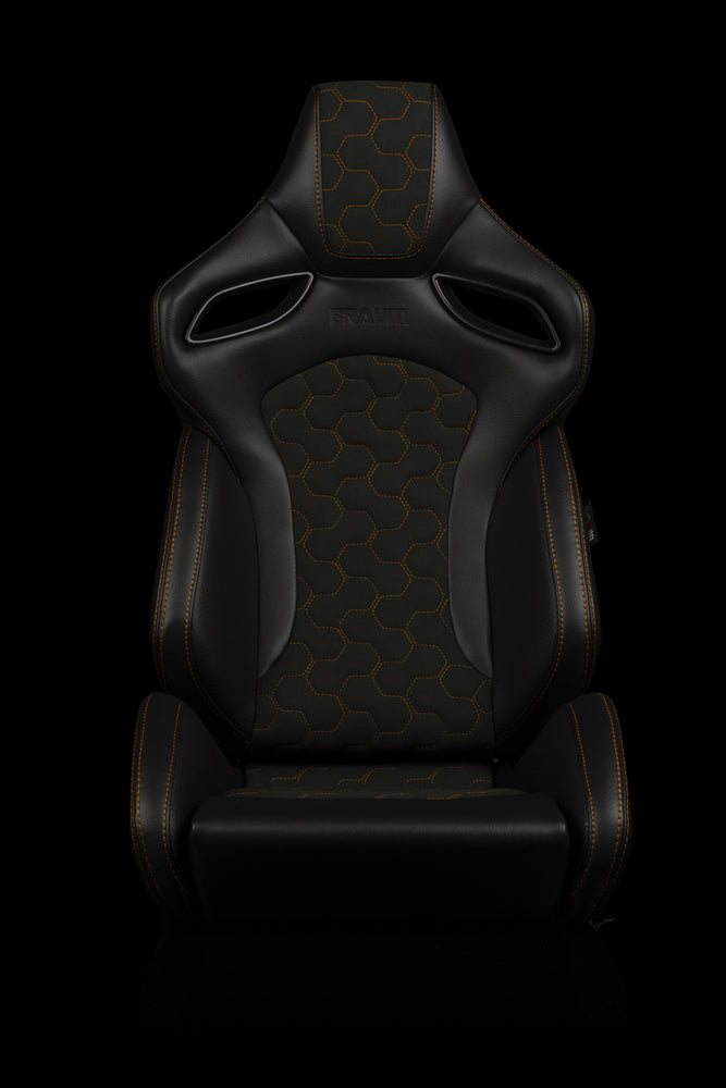 Braum Racing Orue S Series Sport Seats - Honeycomb Alcantara (Orange Stitching)