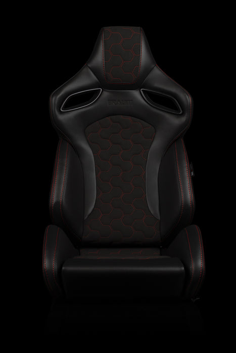 Braum Racing Orue S Series Sport Seats - Honeycomb Alcantara (Red Stitching)