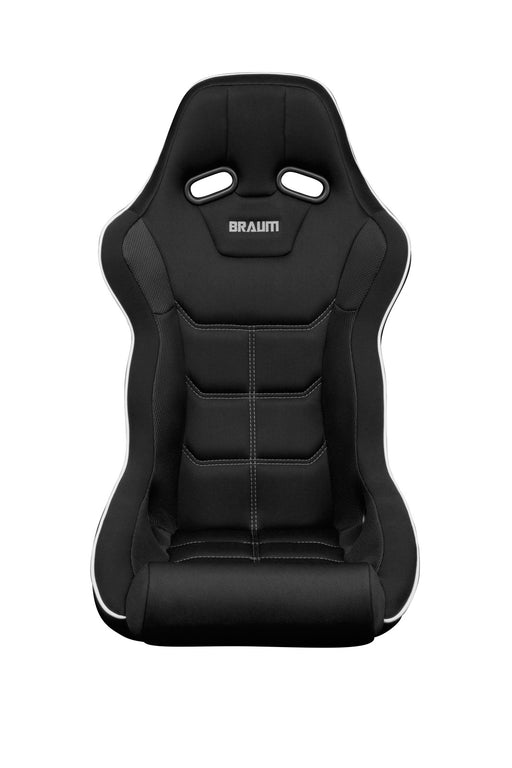 BRAUM Racing Falcon X Series FIA Approved Fixed Back Racing Seat (Black & White Piping) - Outcast Garage