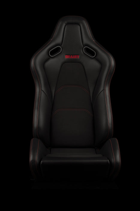 Braum Racing Falcon-S Composite FRP Reclining Seats - Black W/ Red Stitching