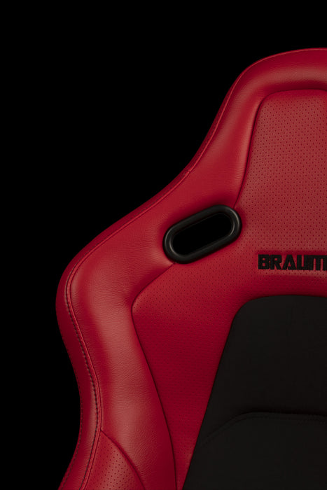 Braum Racing Falcon-S Composite FRP Reclining Seats - Red W/ Black Stitching