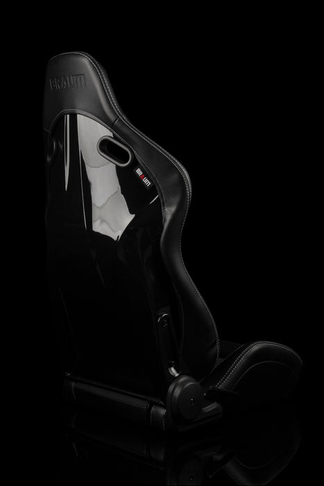Braum Racing Falcon-S Composite FRP Reclining Seats - White W/ Black Stitching
