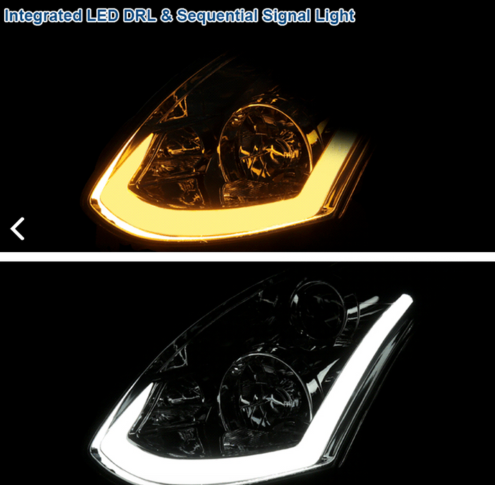 LED DRL Tube Projector Headlights (Smoked) - Infiniti G35 Coupe - Outcast Garage