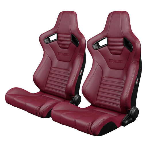 Braum Racing Elite-X Series Racing Seats (Maroon Leatherette)