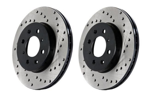Stoptech Direct Replacement Rotors - Front Pair Drilled, Non-Sport - Nissan 350Z 06-08, 370Z 09+ Z34 / Infiniti G35 05-07 Coupe, 05-06 Sedan RWD, 06 AWD V35