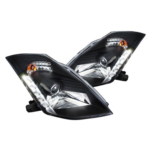 Spec-D Projector Headlights with LED DRL (Black) - Nissan 350Z (03-05) - Outcast Garage