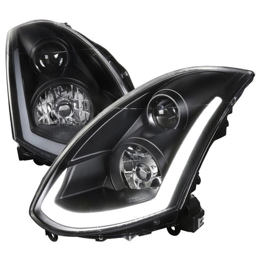 LED DRL Tube Projector Headlights (Black) - Infiniti G35 Coupe - Outcast Garage